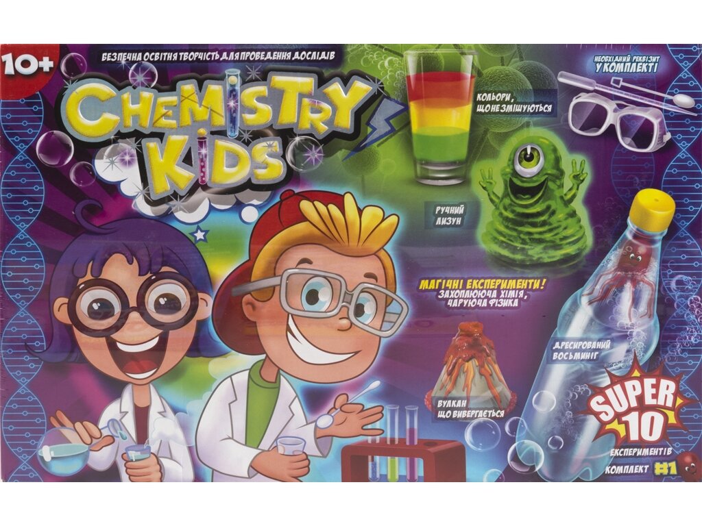 Набір для проведення дослідів CHEMISTRY KIDS DankoToys CHK-01-01U Різнокольоровий shop (4820186077759)
