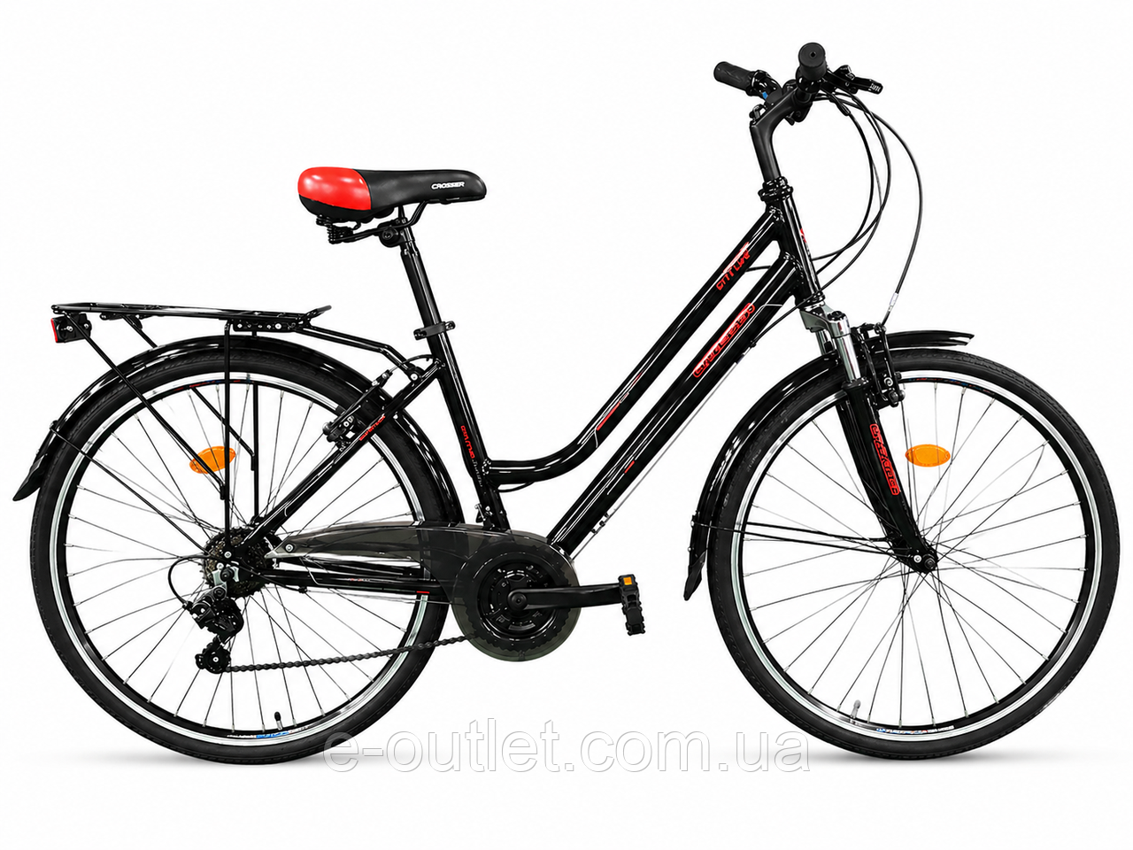 Велосипед городской женский 28" Crosser City Life Lady рама 18", 21 скорость Shimano, алюминий, багажник, крылья