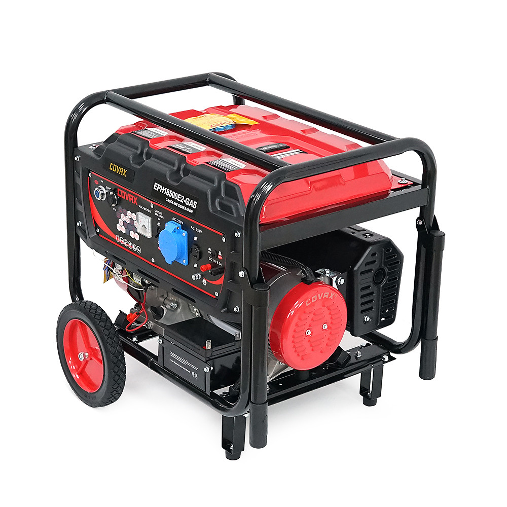 Генератор бензиновий COVAX EPH18500E2-GAS, 9.0kW, бензин/газ, однофазний 220V, 50Hz, DC12V, 20HP, Electric Starter, tank 25L,